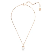 Originally pendant, Crystal pearl, White, 18K rose gold finish