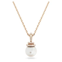 Originally pendant, Crystal pearl, White, 18K rose gold finish