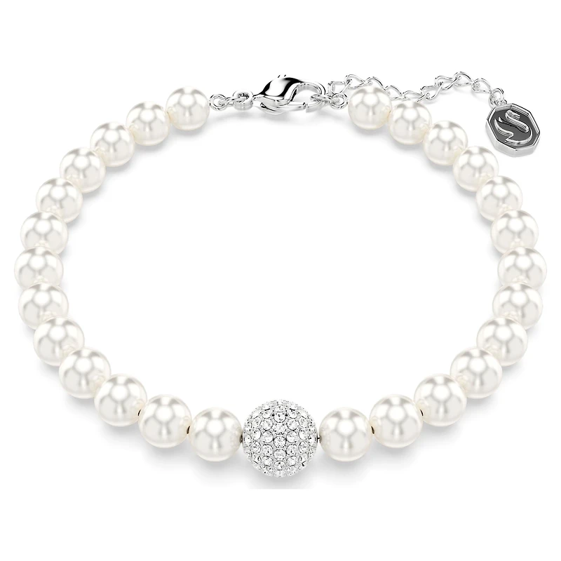 Swarovski Remix Collection strand, Crystal pearl, White, Rhodium plated by SWAROVSKI