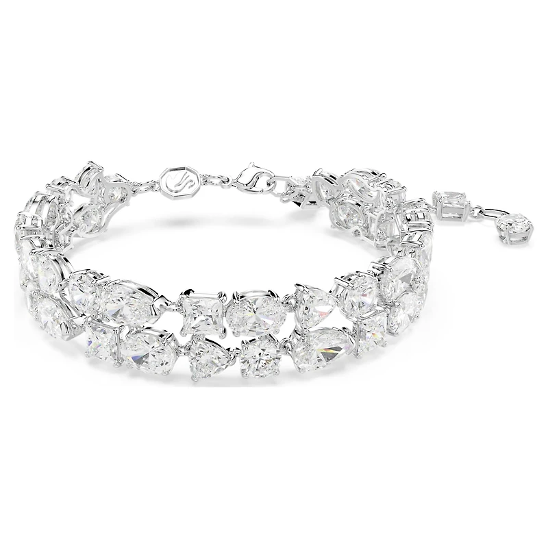 Mesmera bracelet, Mixed cuts, White, Rhodium plated by SWAROVSKI