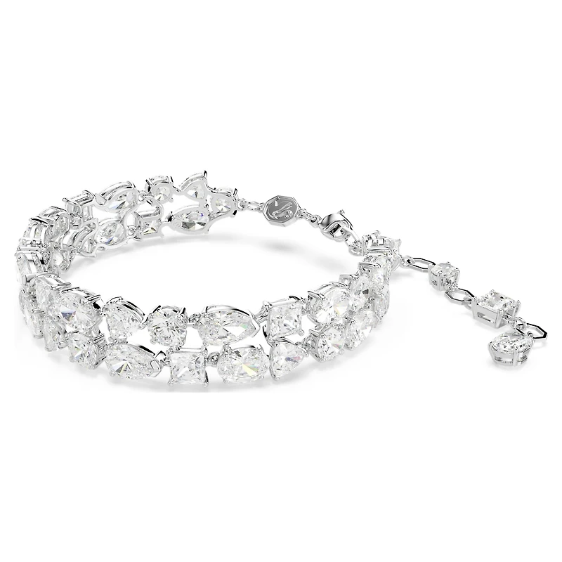 Mesmera bracelet, Mixed cuts, White, Rhodium plated by SWAROVSKI