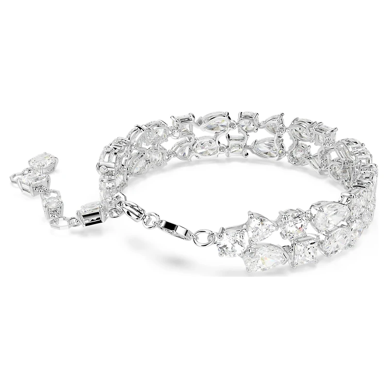 Mesmera bracelet, Mixed cuts, White, Rhodium plated by SWAROVSKI