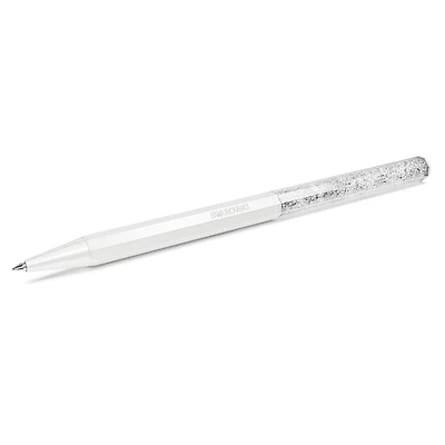 Crystalline ballpoint pen, Octagon shape, White, White lacquered