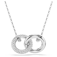 Dextera pendant, Interlocking loop, White, Rhodium plated by SWAROVSKI