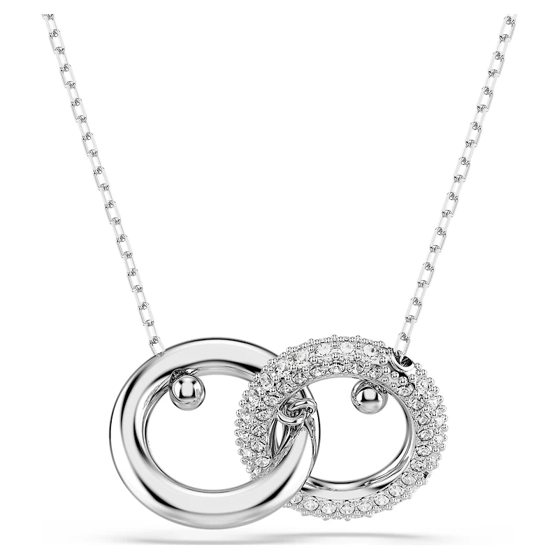 Dextera pendant, Interlocking loop, White, Rhodium plated by SWAROVSKI