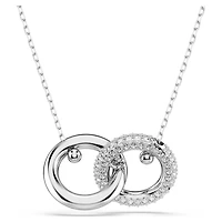 Dextera pendant, Interlocking loop, White, Rhodium plated by SWAROVSKI