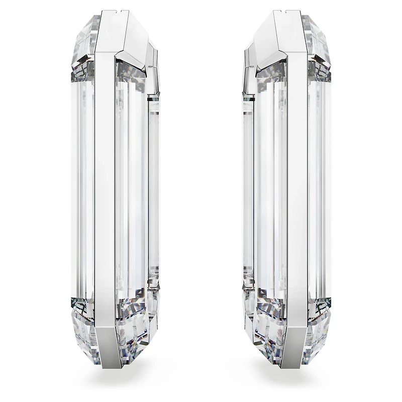Lucent hoop earrings, Statement, Octagon shape, White by SWAROVSKI