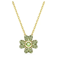 Idyllia pendant, Clover, Green, 18K gold finish