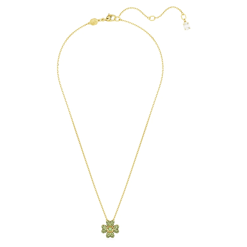 Idyllia pendant, Clover, Green, 18K gold finish