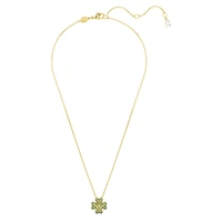 Idyllia pendant, Clover, Green, 18K gold finish