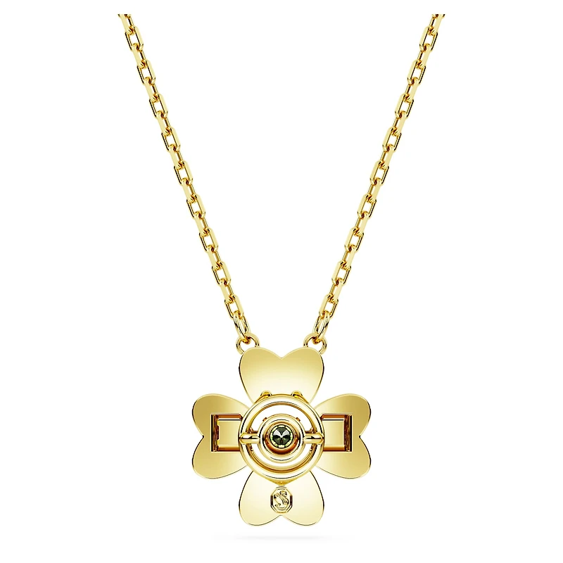 Idyllia pendant, Clover, Green, 18K gold finish