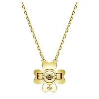 Idyllia pendant, Clover, Green, 18K gold finish