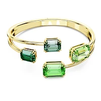 Millenia bangle, Octagon cut, Green, Gold-tone plated by SWAROVSKI