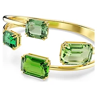 Millenia bangle, Octagon cut, Green, 18K gold finish