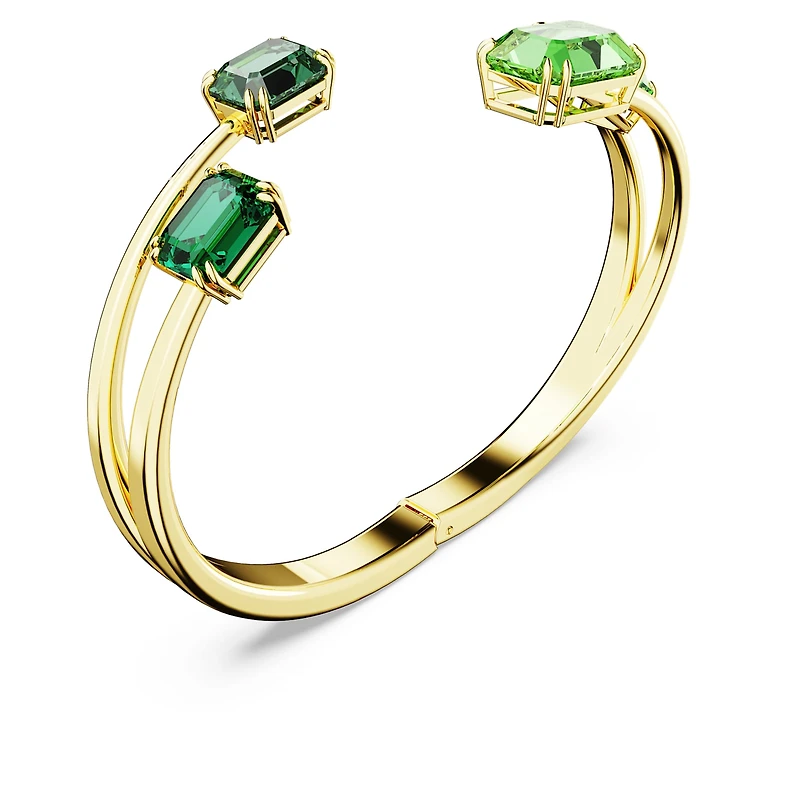 Millenia bangle, Octagon cut, Green, Gold-tone plated by SWAROVSKI