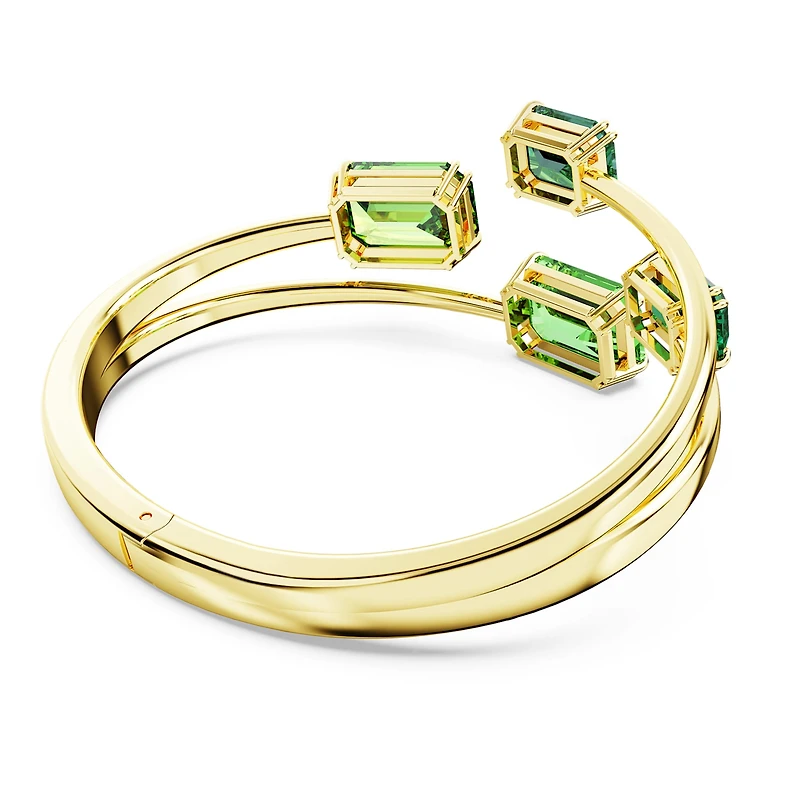 Millenia bangle, Octagon cut, Green, 18K gold finish