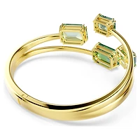 Millenia bangle, Octagon cut, Green, Gold-tone plated