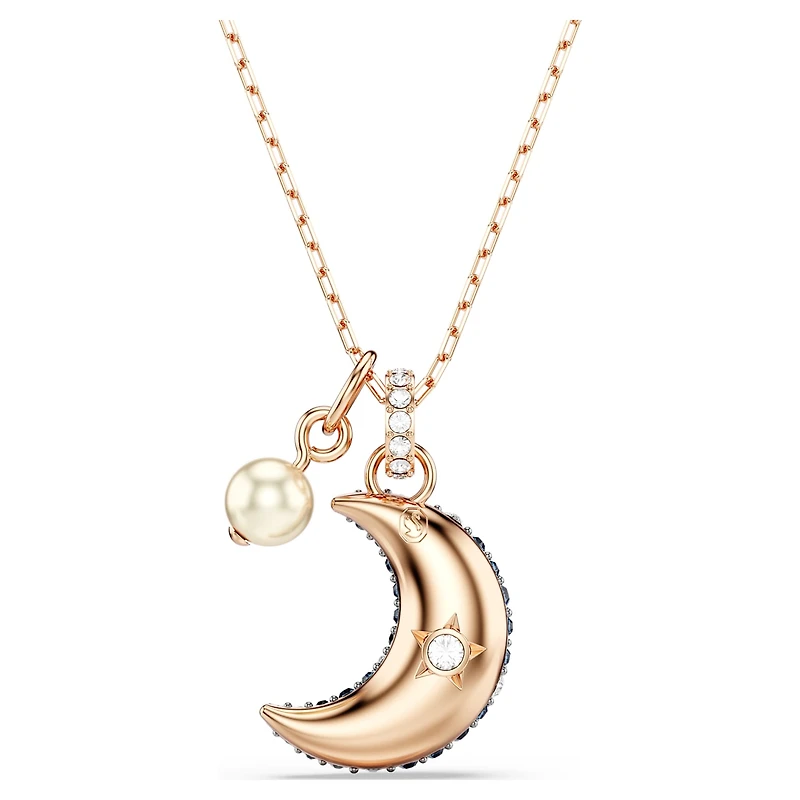Sublima pendant, Crystal pearl, Moon, Multicoloured, 18K rose gold finish