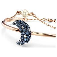 Luna bangle, Moon, Multicoloured, Rose gold-tone plated