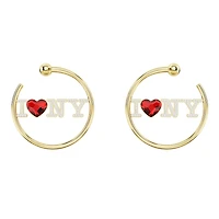 I LOVE NY hoop earrings, Red, Gold-tone plated by SWAROVSKI
