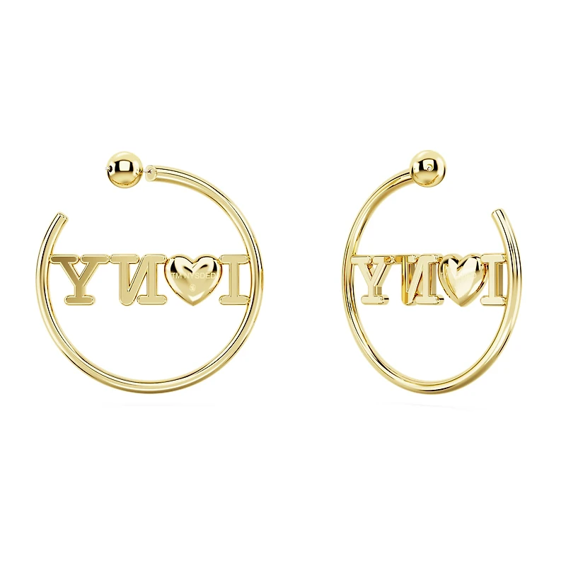 I LOVE NY hoop earrings, Red, Gold-tone plated by SWAROVSKI