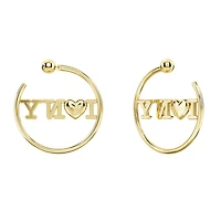 I LOVE NY hoop earrings, Red, Gold-tone plated by SWAROVSKI