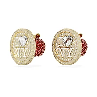 I LOVE NY stud earrings, White, Gold-tone plated by SWAROVSKI