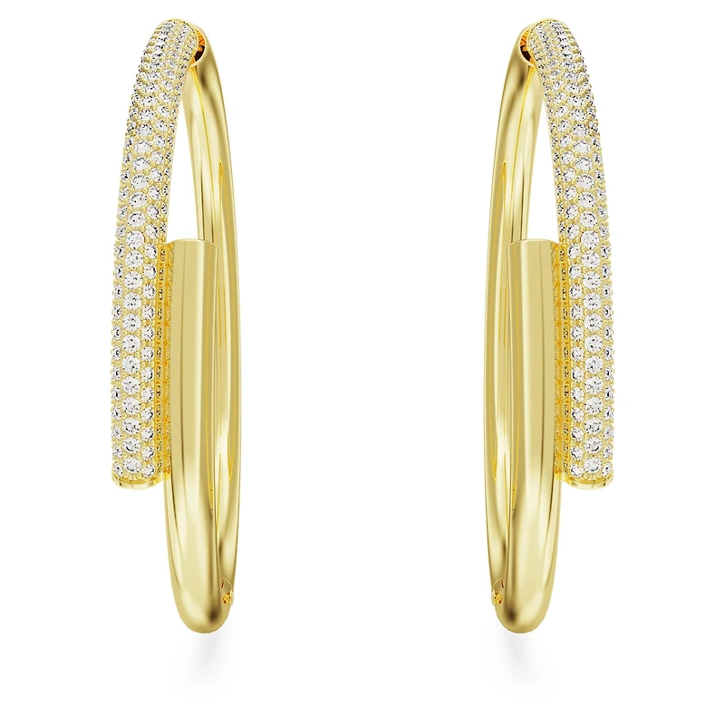 Dextera hoop earrings, White, Gold-tone plated by SWAROVSKI