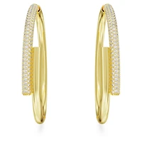 Dextera hoop earrings, White, Gold-tone plated by SWAROVSKI
