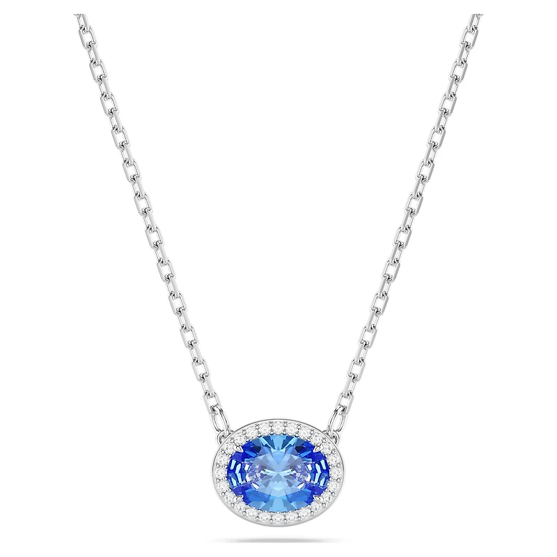 Constella necklace, Oval cut, Blue, Rhodium plated by SWAROVSKI