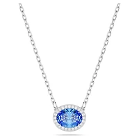 Constella necklace, Oval cut, Blue, Rhodium plated by SWAROVSKI