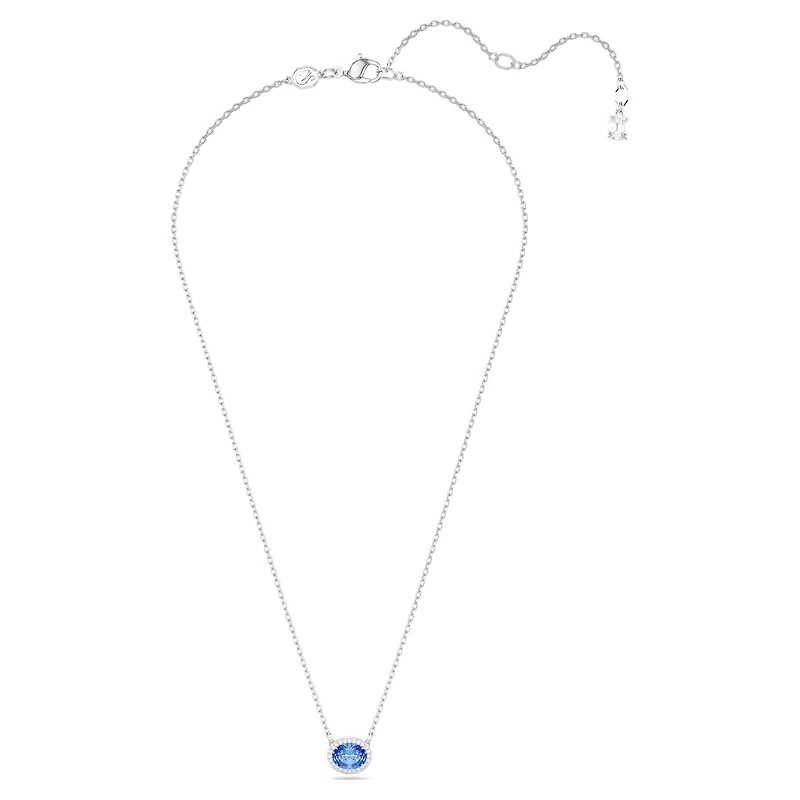 Constella necklace, Oval cut, Blue, Rhodium plated by SWAROVSKI