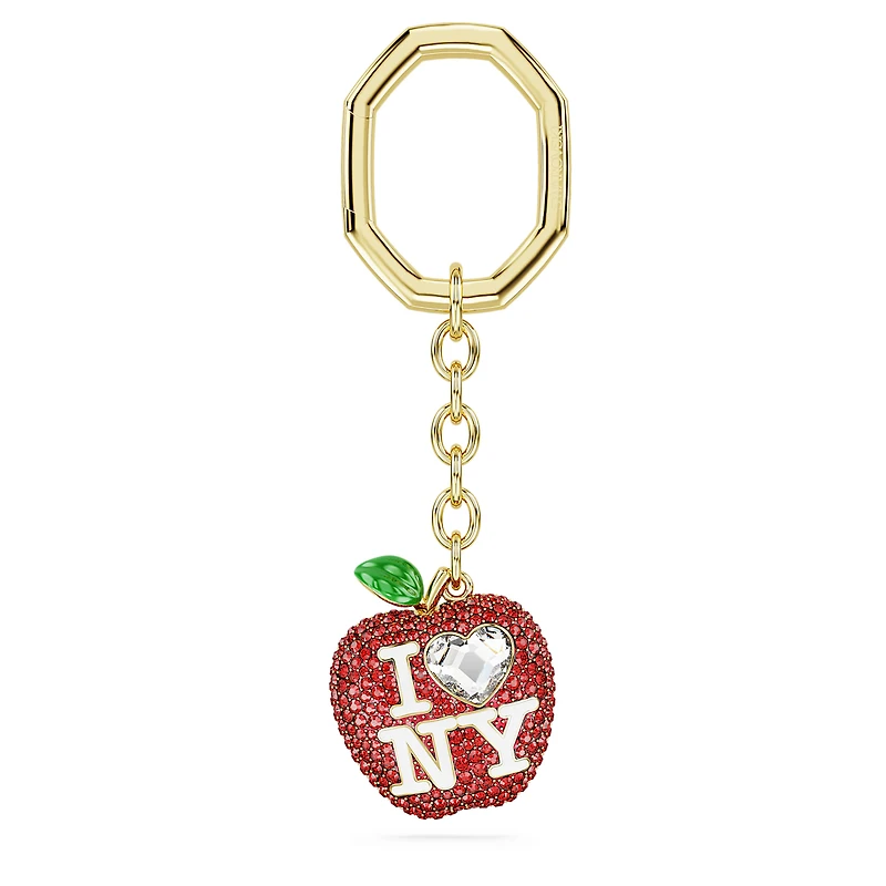 I LOVE NY key ring, Red, Gold-tone plated by SWAROVSKI
