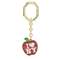 I LOVE NY key ring, Red, Gold-tone plated by SWAROVSKI