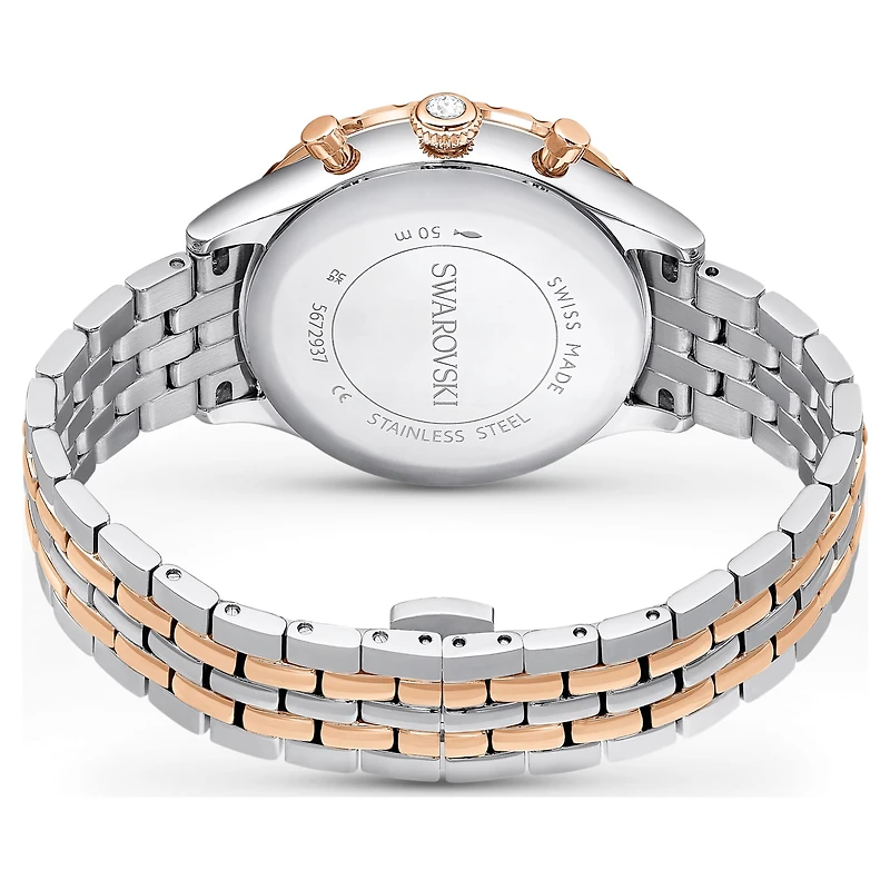 Octea chrono watch, Swiss Made, Metal bracelet, Rose gold tone, Mixed metal finish by SWAROVSKI