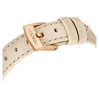 Matrix tennis 7-link watch, Swiss Made, Leather strap, Gray, Rose gold-tone finish by SWAROVSKI
