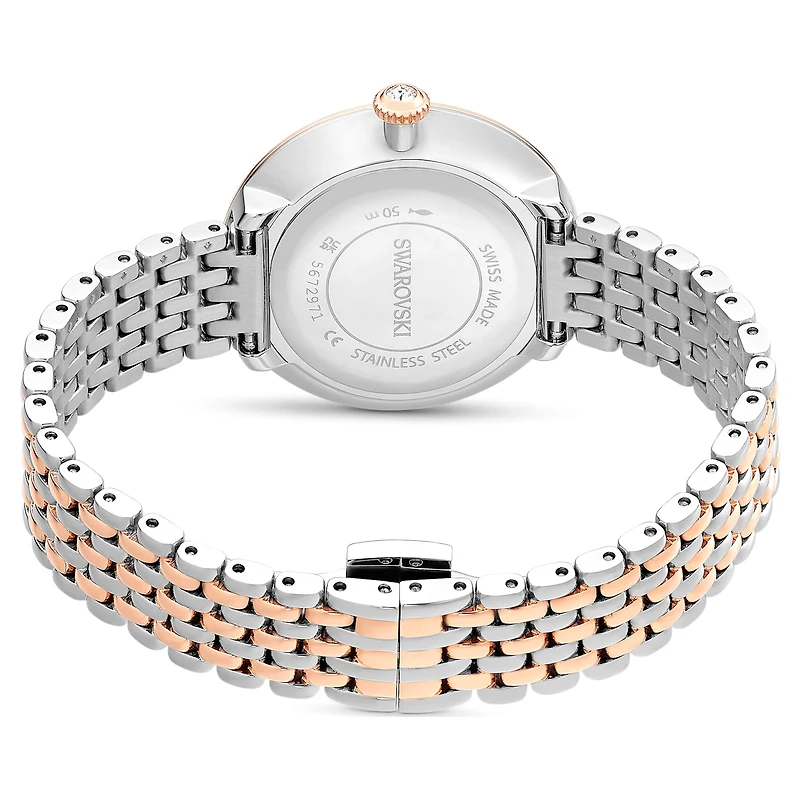 Matrix tennis 7-link watch, Swiss Made, Metal bracelet, Rose gold tone