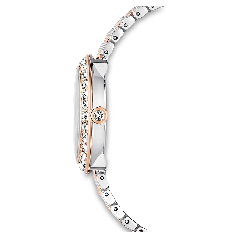Matrix tennis 7-link watch, Swiss Made, Metal bracelet, Rose gold tone, Mixed metal finish by SWAROVSKI