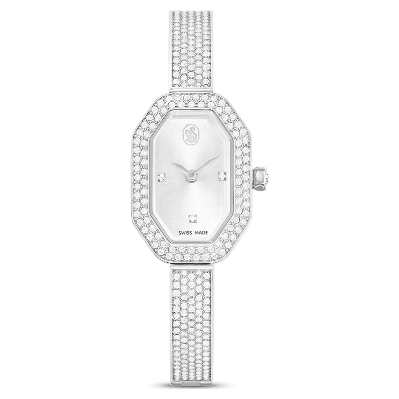 Dextera bangle watch, Swiss Made, Metal bracelet, Silver Tone, Stainless steel by SWAROVSKI