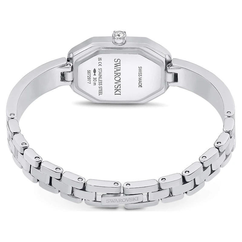 Dextera bangle watch, Swiss Made, Metal bracelet, Silver tone, Stainless steel by SWAROVSKI