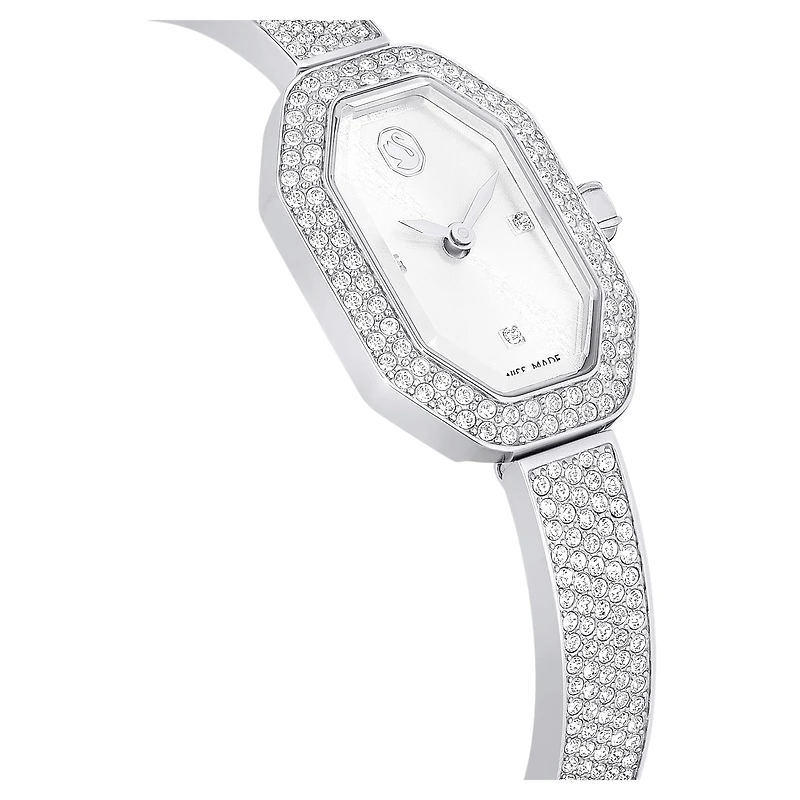 Dextera bangle watch, Swiss Made, Metal bracelet, Silver Tone, Stainless steel by SWAROVSKI