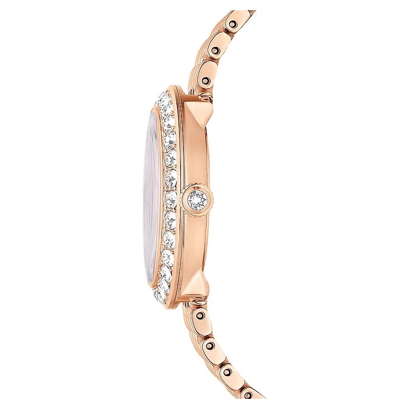 Matrix tennis 7-link watch, Swiss Made, Metal bracelet, Rose gold tone