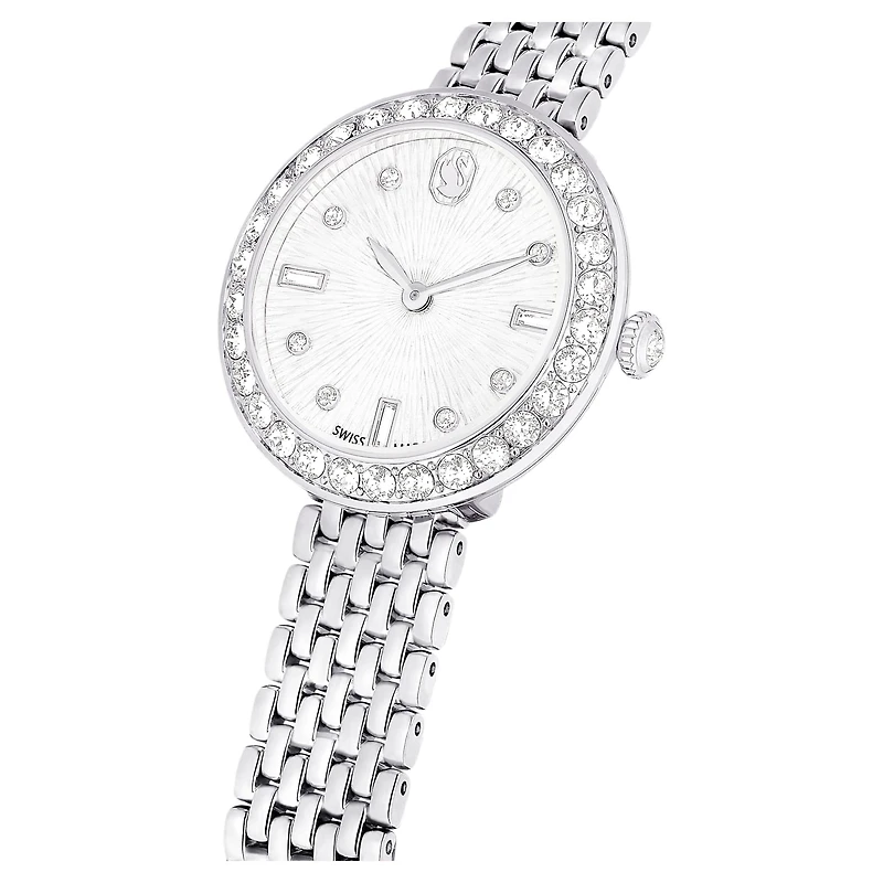 Matrix tennis 7-link watch, Swiss Made, Metal bracelet, Silver tone, Stainless steel by SWAROVSKI