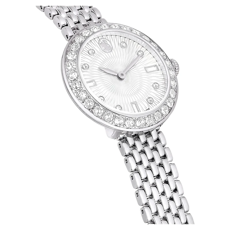 Matrix tennis 7-link watch, Swiss Made, Metal bracelet, Silver Tone, Stainless steel by SWAROVSKI