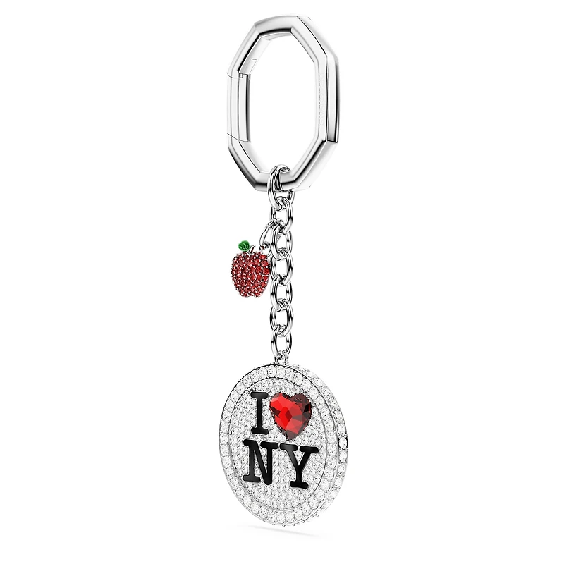 I LOVE NY key ring, Red, Rhodium plated by SWAROVSKI