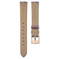 Watch strap, 13 mm (0.51") width, Leather, Gray, Rose gold-tone finish