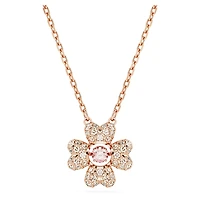 Idyllia pendant, Clover, White, 18K rose gold finish