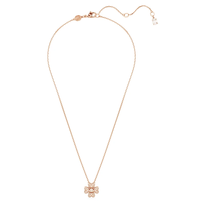 Idyllia pendant, Clover, White, 18K rose gold finish