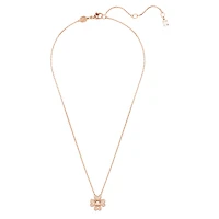 Idyllia pendant, Clover, White, 18K rose gold finish
