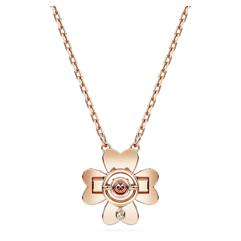 Idyllia pendant, Clover, White, 18K rose gold finish